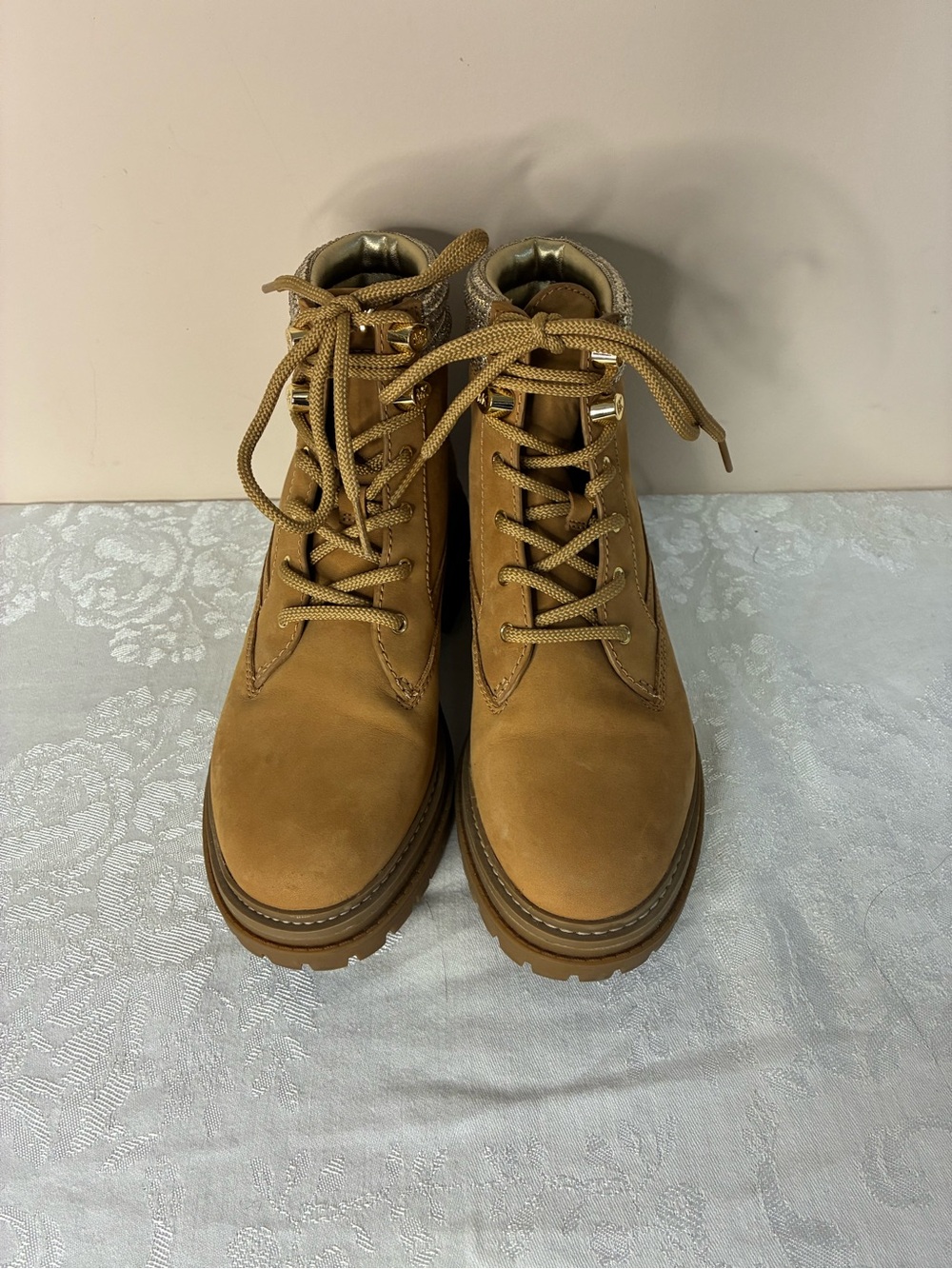 Michael Kors Tan Lace-Up Ankle Booties